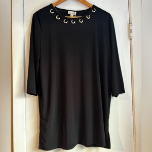 Emi & Joe Black Tunic Top, Size Large